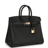 Pre-owned Hermes Birkin 25 Black Togo Gold Hardware
