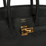 Pre-owned Hermes Birkin 25 Black Togo Gold Hardware