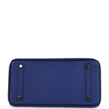Pre-owned Hermes Special Order (HSS) Birkin 30 Bleu Electric and Bleu Saphir Epsom Brushed Gold Hardware