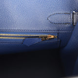 Pre-owned Hermes Special Order (HSS) Birkin 30 Bleu Electric and Bleu Saphir Epsom Brushed Gold Hardware