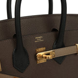 Hermes Birkin 25 Tri-color Ecorce, Etoupe and Black Epsom Gold Hardware