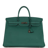 Pre-owned Hermes Birkin 40 Malachite Togo Palladium Hardware