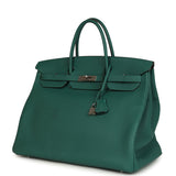 Pre-owned Hermes Birkin 40 Malachite Togo Palladium Hardware