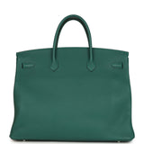 Pre-owned Hermes Birkin 40 Malachite Togo Palladium Hardware
