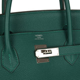 Pre-owned Hermes Birkin 40 Malachite Togo Palladium Hardware