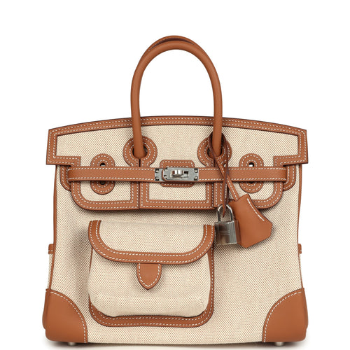 Hermes Birkin 25 Cargo Ecru-Beige Toile H and Gold Swift Palladium Hardware