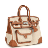 Hermes Birkin 25 Cargo Ecru-Beige Toile H and Gold Swift Palladium Hardware