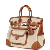 Hermes Birkin 25 Cargo Ecru-Beige Toile H and Gold Swift Palladium Hardware