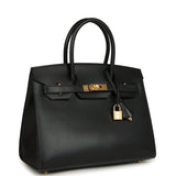 Pre-owned Hermes Birkin Sellier 30 Black Monsieur Gold Hardware