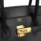 Pre-owned Hermes Birkin Sellier 30 Black Monsieur Gold Hardware