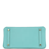 Pre-owned Hermes Birkin 30 Bleu Atoll Clemence Gold Hardware