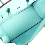 Pre-owned Hermes Birkin 30 Bleu Atoll Clemence Gold Hardware