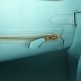 Pre-owned Hermes Birkin 30 Bleu Atoll Clemence Gold Hardware