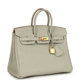 Pre-owned Hermes Birkin 25 Gris Perle Togo Gold Hardware