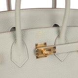 Pre-owned Hermes Birkin 25 Gris Perle Togo Gold Hardware