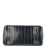 Pre-owned Hermes Birkin 35 Bleu Abysse Shiny Porosus Crocodile Palladium Hardware