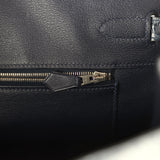 Pre-owned Hermes Birkin 35 Bleu Abysse Shiny Porosus Crocodile Palladium Hardware