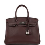 Pre-owned Hermes Birkin 30 Birkin 30 Havane Clemence Verso Palladium Hardware