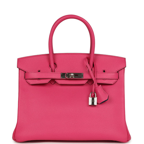 Pre-owned Hermes Special Order (HSS) Birkin 30 Rose Tyrien Verso Chevre Mysore Palladium Hardware