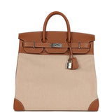 Hermes Birkin HAC 40 Gold Togo and Ecru-Beige Toile H Canvas Palladium Hardware - Thumbnail View 1