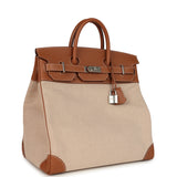 Hermes Birkin HAC 40 Gold Togo and Ecru-Beige Toile H Canvas Palladium Hardware - Thumbnail View 2