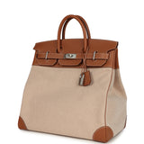 Hermes Birkin HAC 40 Gold Togo and Ecru-Beige Toile H Canvas Palladium Hardware - Thumbnail View 5