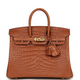 Hermes Birkin 25 Gold Matte Alligator Gold Hardware