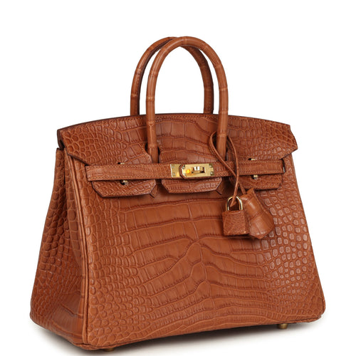Hermes Birkin 25 Gold Matte Alligator Gold Hardware