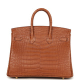 Hermes Birkin 25 Gold Matte Alligator Gold Hardware