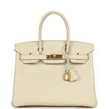 Pre-owned Hermes Birkin 30 Craie Epsom Gold Hardware