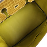 Vintage Hermes Birkin 35 Vert Anis Shiny Porosus Crocodile Palladium Hardware