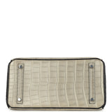 Pre-owned Hermes Special Order (HSS) Birkin 30 Gris Perle and Prunoir Matte Alligator Brushed Palladium Hardware