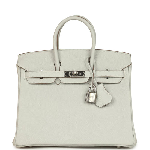 Pre-owned Hermes Birkin 25 Gris Pale Togo Palladium Hardware