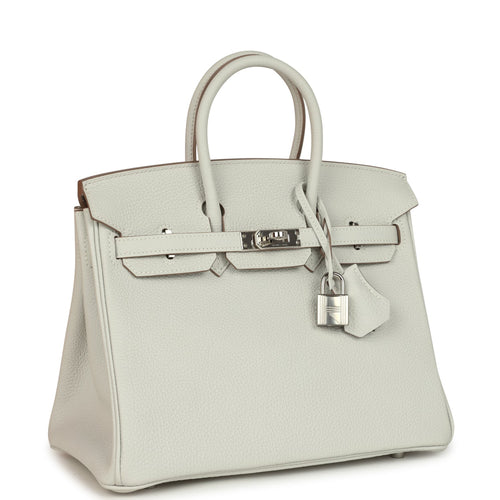 Pre-owned Hermes Birkin 25 Gris Pale Togo Palladium Hardware