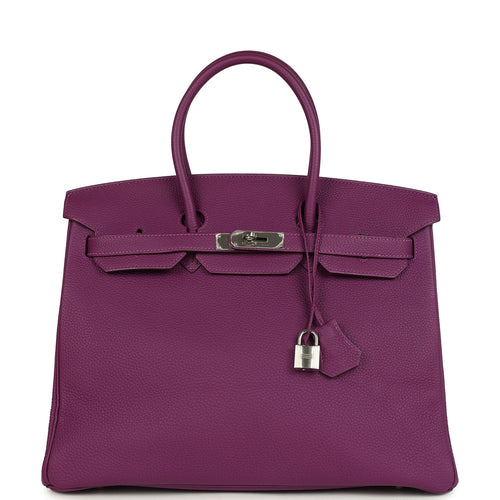 Pre-owned Hermes Birkin 35 Anemone Togo Palladium Hardware