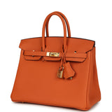 Pre-owned Hermes Birkin 25 Orange Togo Gold Hardware