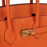 Pre-owned Hermes Birkin 25 Orange Togo Gold Hardware