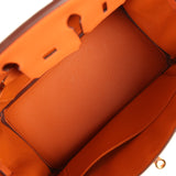 Pre-owned Hermes Birkin 25 Orange Togo Gold Hardware