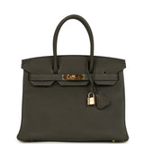 Pre-owned Hermes Birkin 30 Vert de Gris Togo Gold Hardware