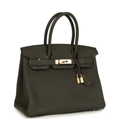 Pre-owned Hermes Birkin 30 Vert de Gris Togo Gold Hardware
