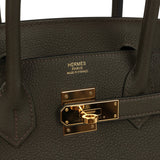 Pre-owned Hermes Birkin 30 Vert de Gris Togo Gold Hardware