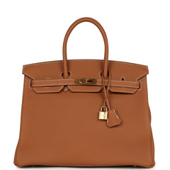 Pre-owned Hermes Birkin 35 Gold Togo Gold Hardware