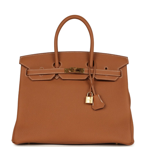 Pre-owned Hermes Birkin 35 Gold Togo Gold Hardware