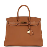 Pre-owned Hermes Birkin 35 Gold Togo Gold Hardware - Thumbnail View 1