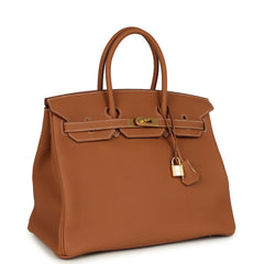 Pre-owned Hermes Birkin 35 Gold Togo Gold Hardware