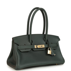 Hermes Shoulder Birkin Light 29 Vert Mangrove Evercolor Permabrass Hardware