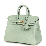 Hermes Birkin 25 Vert D'Eau Matte Porosus Crocodile Gold Hardware