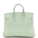 Hermes Birkin 25 Vert D'Eau Matte Porosus Crocodile Gold Hardware