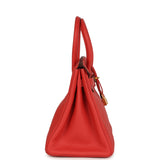 Pre-owned Hermes Birkin 30 Rouge Pivoine Clemence Gold Hardware