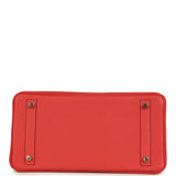 Pre-owned Hermes Birkin 30 Rouge Pivoine Clemence Gold Hardware